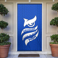 Uruguay Door Cover with Owl Illustration Blue White Abstract Motion Design - Wonder Print Shop