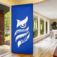 Uruguay Door Cover with Owl Illustration Blue White Abstract Motion Design - Wonder Print Shop