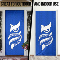Uruguay Door Cover with Owl Illustration Blue White Abstract Motion Design - Wonder Print Shop
