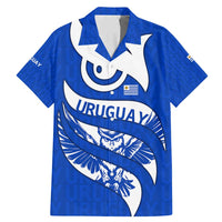 Uruguay Family Matching Mermaid Dress and Hawaiian Shirt with Owl Illustration Blue White Abstract Motion Design - Wonder Print Shop