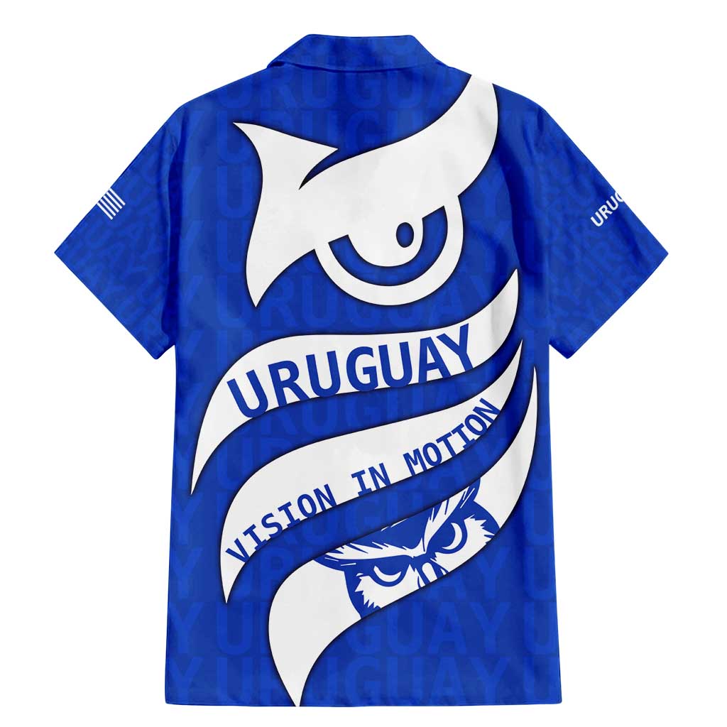 Uruguay Family Matching Mermaid Dress and Hawaiian Shirt with Owl Illustration Blue White Abstract Motion Design - Wonder Print Shop