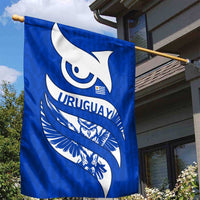 Uruguay Garden Flag with Owl Illustration Blue White Abstract Motion Design - Wonder Print Shop