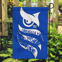 Uruguay Garden Flag with Owl Illustration Blue White Abstract Motion Design - Wonder Print Shop