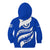 Uruguay Kid Hoodie with Owl Illustration Blue White Abstract Motion Design - Wonder Print Shop