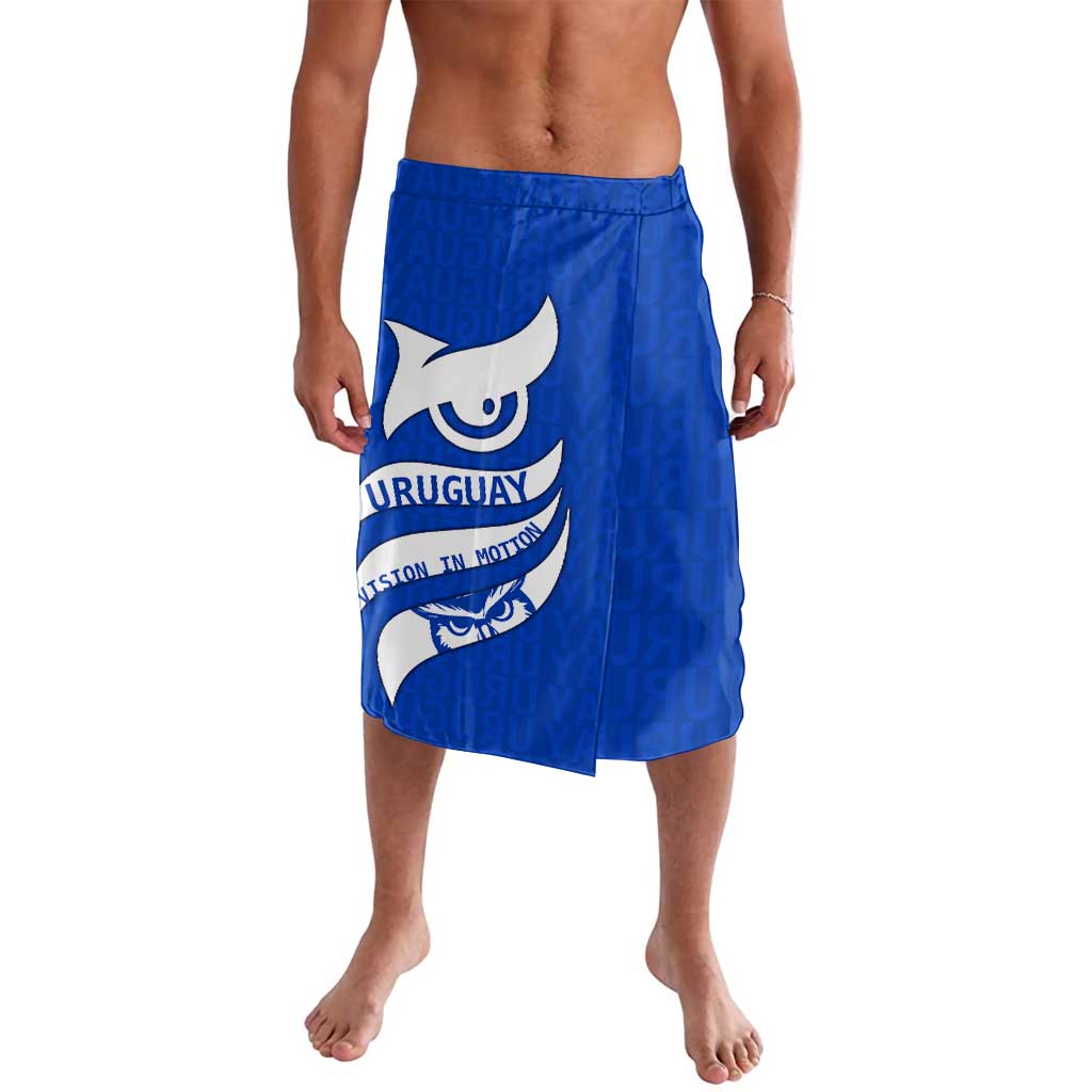 Uruguay Lavalava with Owl Illustration Blue White Abstract Motion Design - Wonder Print Shop