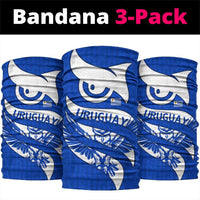 Uruguay Neck Gaiter with Owl Illustration Blue White Abstract Motion Design - Wonder Print Shop