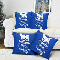 Uruguay Pillow Cover with Owl Illustration Blue White Abstract Motion Design - Wonder Print Shop
