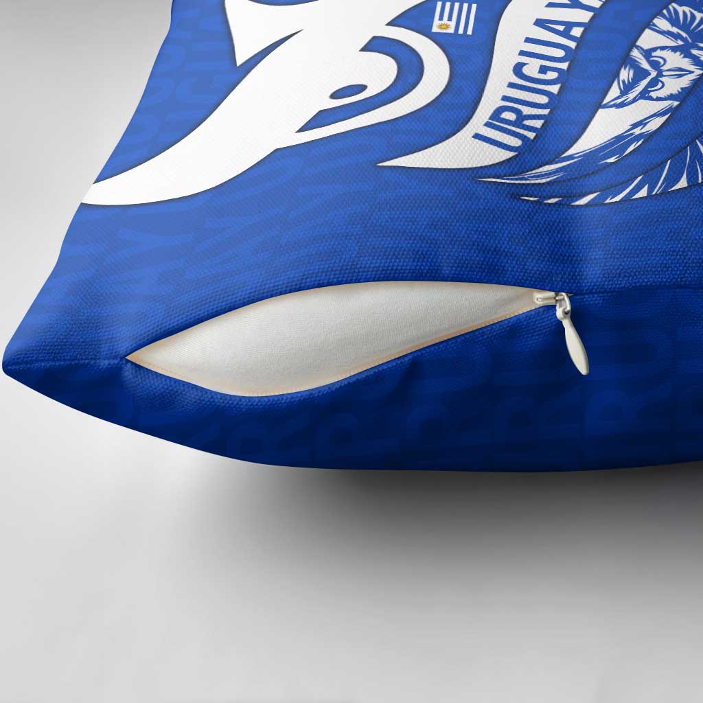 Uruguay Pillow Cover with Owl Illustration Blue White Abstract Motion Design - Wonder Print Shop