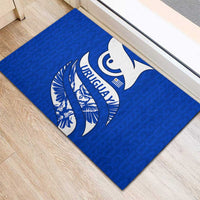 Uruguay Rubber Doormat with Owl Illustration Blue White Abstract Motion Design - Wonder Print Shop