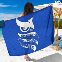 Uruguay Sarong with Owl Illustration Blue White Abstract Motion Design - Wonder Print Shop