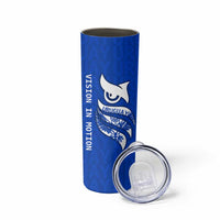 Uruguay Skinny Tumbler with Owl Illustration Blue White Abstract Motion Design - Wonder Print Shop