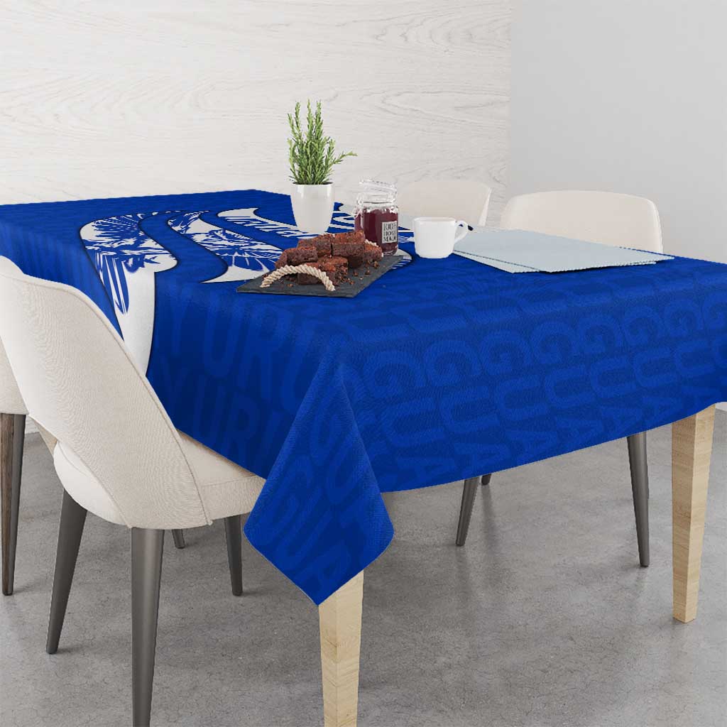 Uruguay Tablecloth with Owl Illustration Blue White Abstract Motion Design - Wonder Print Shop