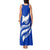 Uruguay Tank Maxi Dress with Owl Illustration Blue White Abstract Motion Design - Wonder Print Shop