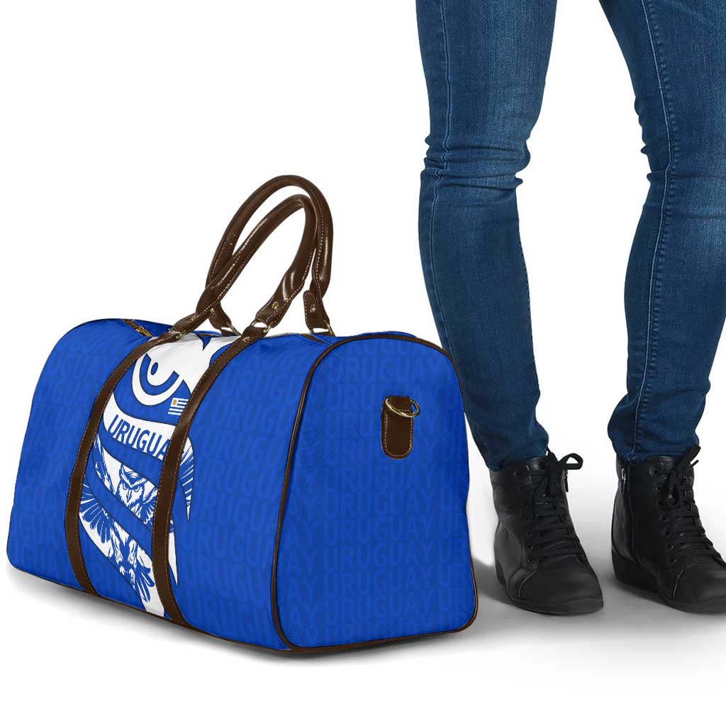 Uruguay Travel Bag with Owl Illustration Blue White Abstract Motion Design - Wonder Print Shop