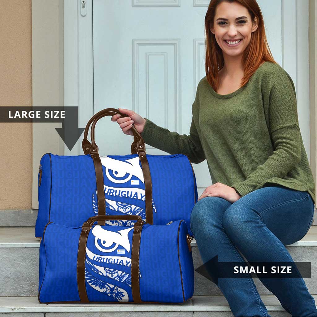 Uruguay Travel Bag with Owl Illustration Blue White Abstract Motion Design - Wonder Print Shop