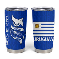 Uruguay Tumbler Cup with Owl Illustration Blue White Abstract Motion Design - Wonder Print Shop