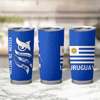 Uruguay Tumbler Cup with Owl Illustration Blue White Abstract Motion Design - Wonder Print Shop