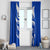 Uruguay Window Curtain with Owl Illustration Blue White Abstract Motion Design - Wonder Print Shop