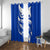Uruguay Window Curtain with Owl Illustration Blue White Abstract Motion Design - Wonder Print Shop