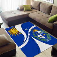 Uruguay Area Rug with National Emblem and Sun Symbol Blue White Wave - Wonder Print Shop
