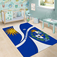 Uruguay Area Rug with National Emblem and Sun Symbol Blue White Wave - Wonder Print Shop