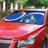 Uruguay Auto Sun Shade with National Emblem and Sun Symbol Blue White Wave - Wonder Print Shop