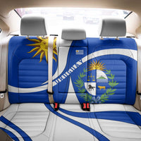 Uruguay Back Car Seat Cover with National Emblem and Sun Symbol Blue White Wave - Wonder Print Shop