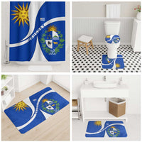 Uruguay Bathroom Set with National Emblem and Sun Symbol Blue White Wave - Wonder Print Shop