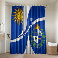 Uruguay Bathroom Set with National Emblem and Sun Symbol Blue White Wave - Wonder Print Shop