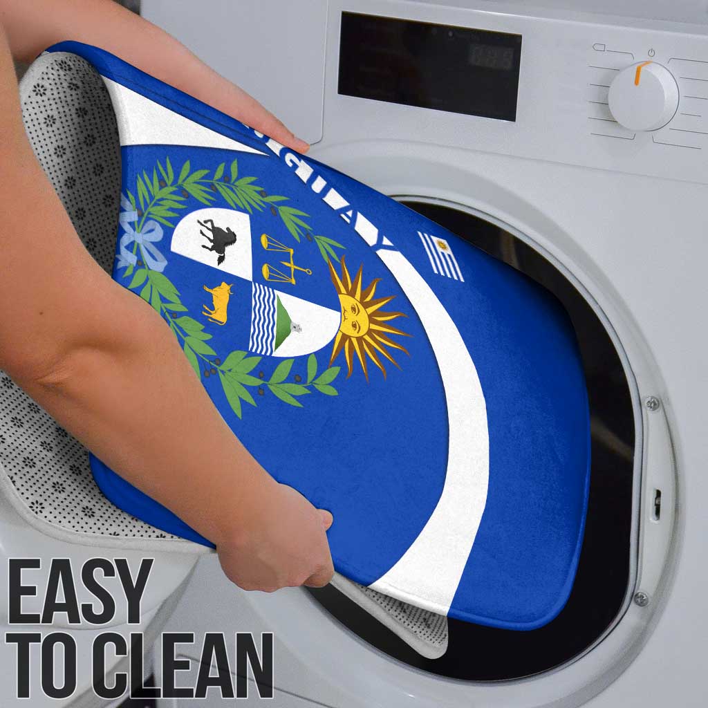 Uruguay Bathroom Set with National Emblem and Sun Symbol Blue White Wave - Wonder Print Shop