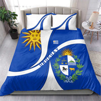 Uruguay Bedding Set with National Emblem and Sun Symbol Blue White Wave - Wonder Print Shop