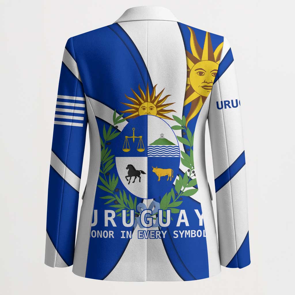 Uruguay Blazer with National Emblem and Sun Symbol Blue White Wave - Wonder Print Shop