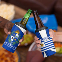 Uruguay 4 in 1 Can Cooler Tumbler with National Emblem and Sun Symbol Blue White Wave - Wonder Print Shop
