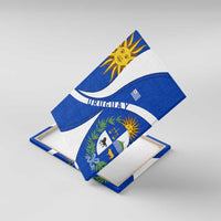 Uruguay Canvas Wall Art with National Emblem and Sun Symbol Blue White Wave - Wonder Print Shop