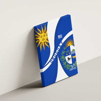 Uruguay Canvas Wall Art with National Emblem and Sun Symbol Blue White Wave - Wonder Print Shop