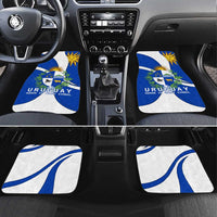 Uruguay Car Mats with National Emblem and Sun Symbol Blue White Wave - Wonder Print Shop