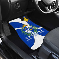 Uruguay Car Mats with National Emblem and Sun Symbol Blue White Wave - Wonder Print Shop