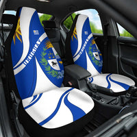 Uruguay Car Seat Cover with National Emblem and Sun Symbol Blue White Wave - Wonder Print Shop
