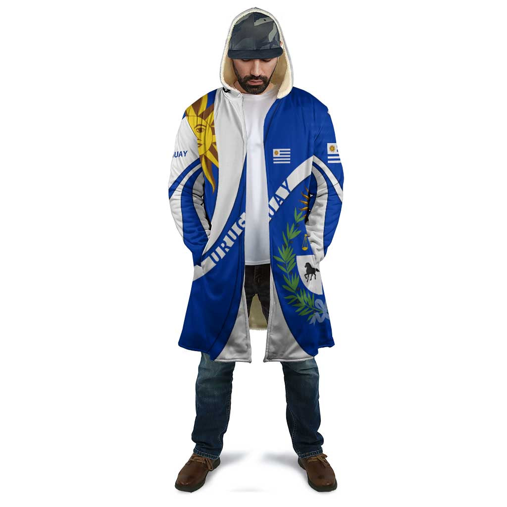 Uruguay Cloak with National Emblem and Sun Symbol Blue White Wave - Wonder Print Shop