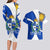Uruguay Couples Matching Long Sleeve Bodycon Dress and Hawaiian Shirt with National Emblem and Sun Symbol Blue White Wave - Wonder Print Shop
