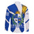 Uruguay Family Matching Long Sleeve Bodycon Dress and Hawaiian Shirt with National Emblem and Sun Symbol Blue White Wave - Wonder Print Shop