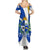 Uruguay Family Matching Summer Maxi Dress and Hawaiian Shirt with National Emblem and Sun Symbol Blue White Wave - Wonder Print Shop