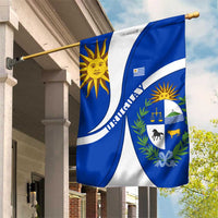 Uruguay Garden Flag with National Emblem and Sun Symbol Blue White Wave - Wonder Print Shop