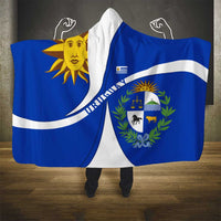 Uruguay Hooded Blanket with National Emblem and Sun Symbol Blue White Wave - Wonder Print Shop