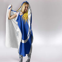 Uruguay Hooded Blanket with National Emblem and Sun Symbol Blue White Wave - Wonder Print Shop