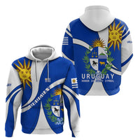Uruguay Hoodie with National Emblem and Sun Symbol Blue White Wave - Wonder Print Shop