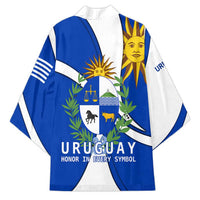 Uruguay Kimono with National Emblem and Sun Symbol Blue White Wave - Wonder Print Shop