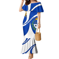 Uruguay Mermaid Dress with National Emblem and Sun Symbol Blue White Wave - Wonder Print Shop