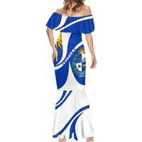 Uruguay Mermaid Dress with National Emblem and Sun Symbol Blue White Wave - Wonder Print Shop