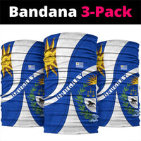 Uruguay Neck Gaiter with National Emblem and Sun Symbol Blue White Wave - Wonder Print Shop
